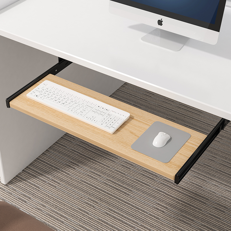 Desk Setup With Keyboard Tray - Drewniana półka na klawiaturę pod biurko