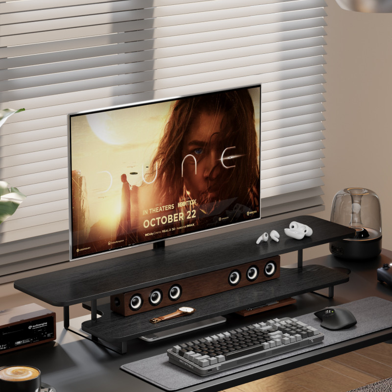 Desk Setup With Laptop And Monitor - Podstawka pod monitor z wykończeniem w
