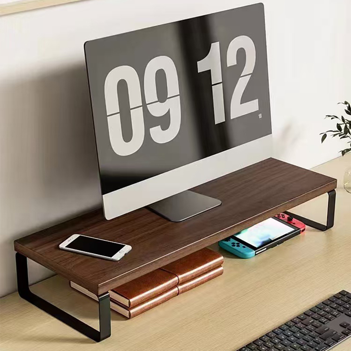 Monitor Riser Wood - Drewniany podstawka pod monitor, wielokolorowy organizer