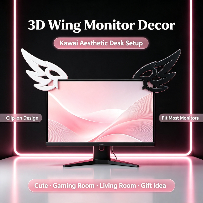 Desk Setup No Computer - Urocze 3D ozdoby w kształcie skrzydeł