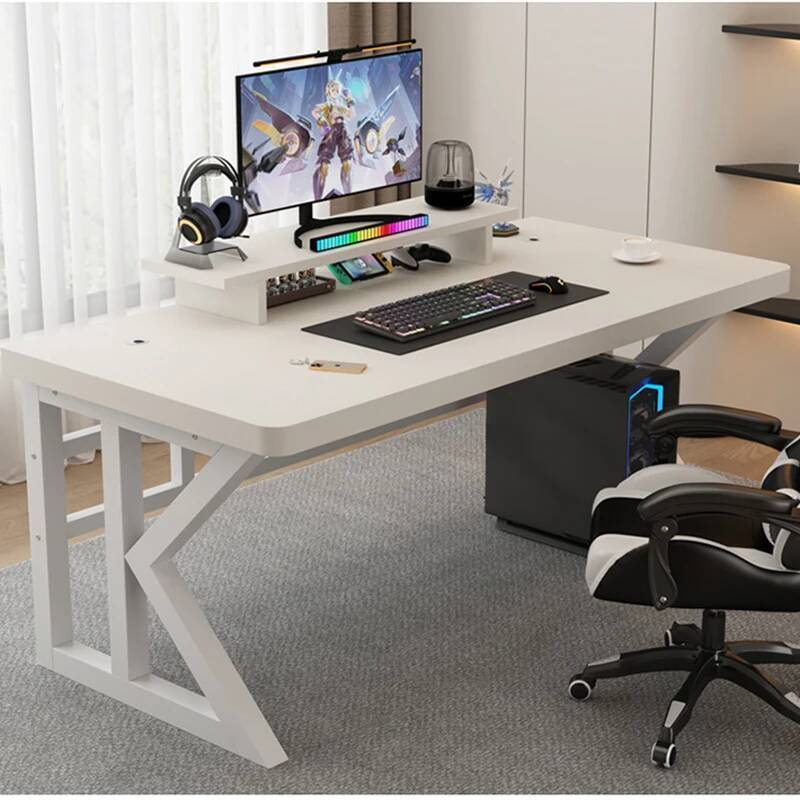 Desk Setup With Laptop And Monitor - Biurko gamingowe w kształcie litery L,