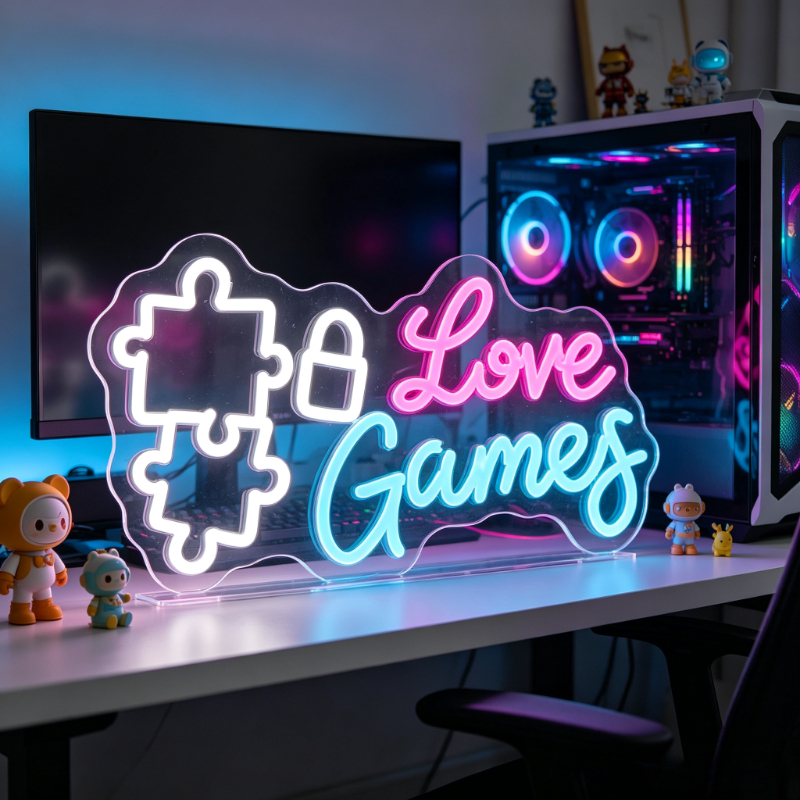 Desk Setup Videos - Neonowy Znak LED Gry Miłościowe Dekoracja