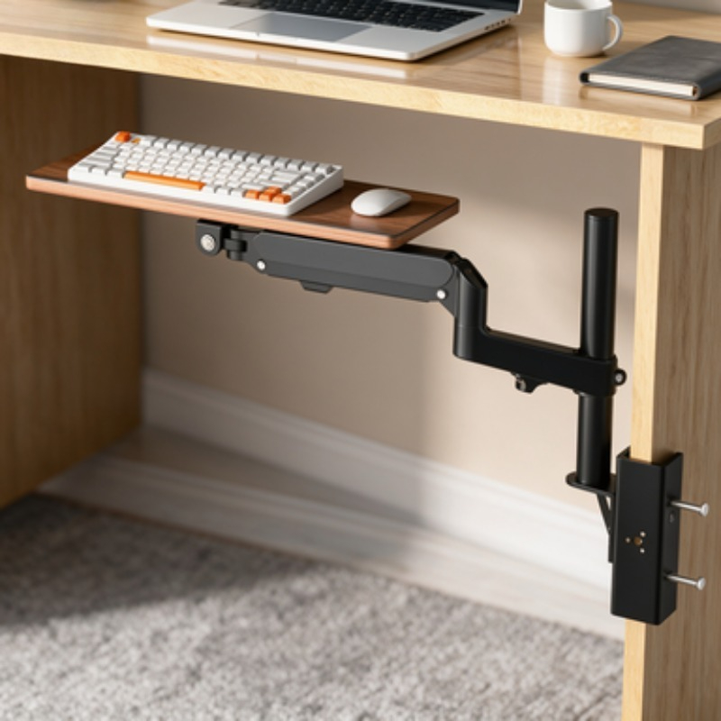 Desk Setup With Keyboard Tray - Oszczędność miejsca pod biurkiem, wysuwana półka