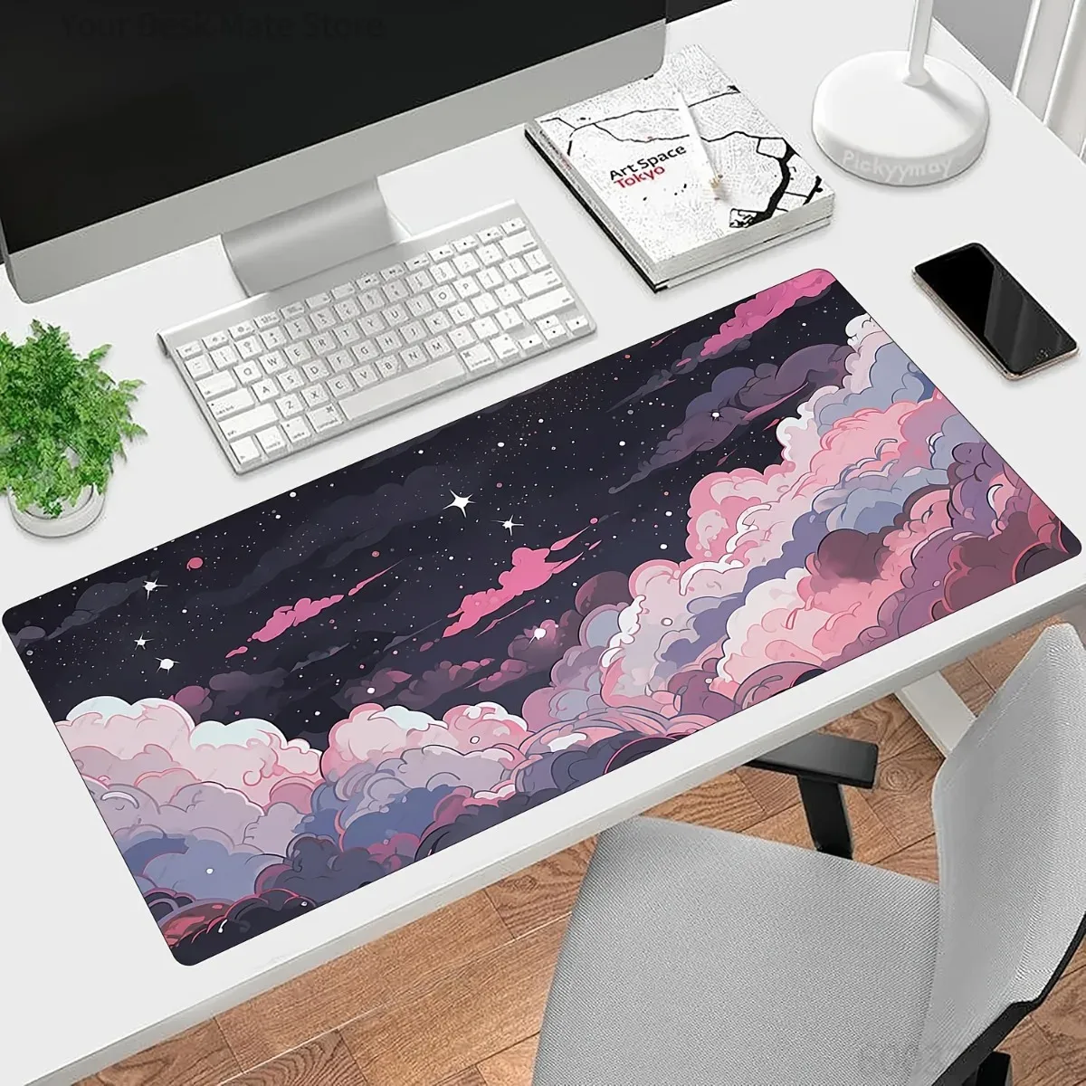 Desk Setup Pc And Laptop - Urocza Różowo-Fioletowa Anime Podkładka Pod Mysz