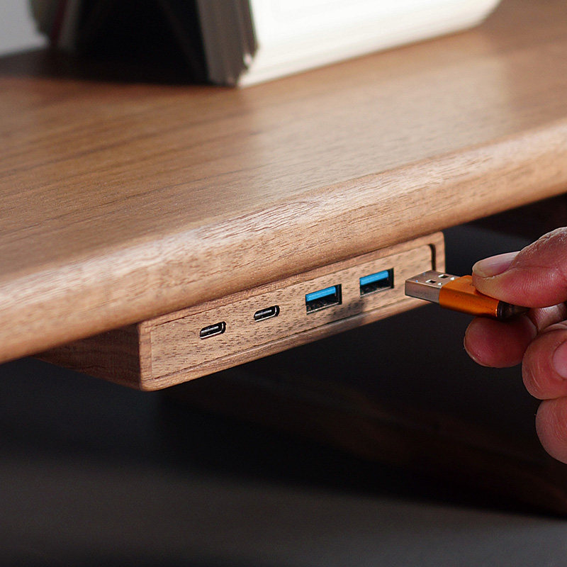 Monitor Riser Wood - Hub USB 3.2 z samoprzylepnym mocowaniem,