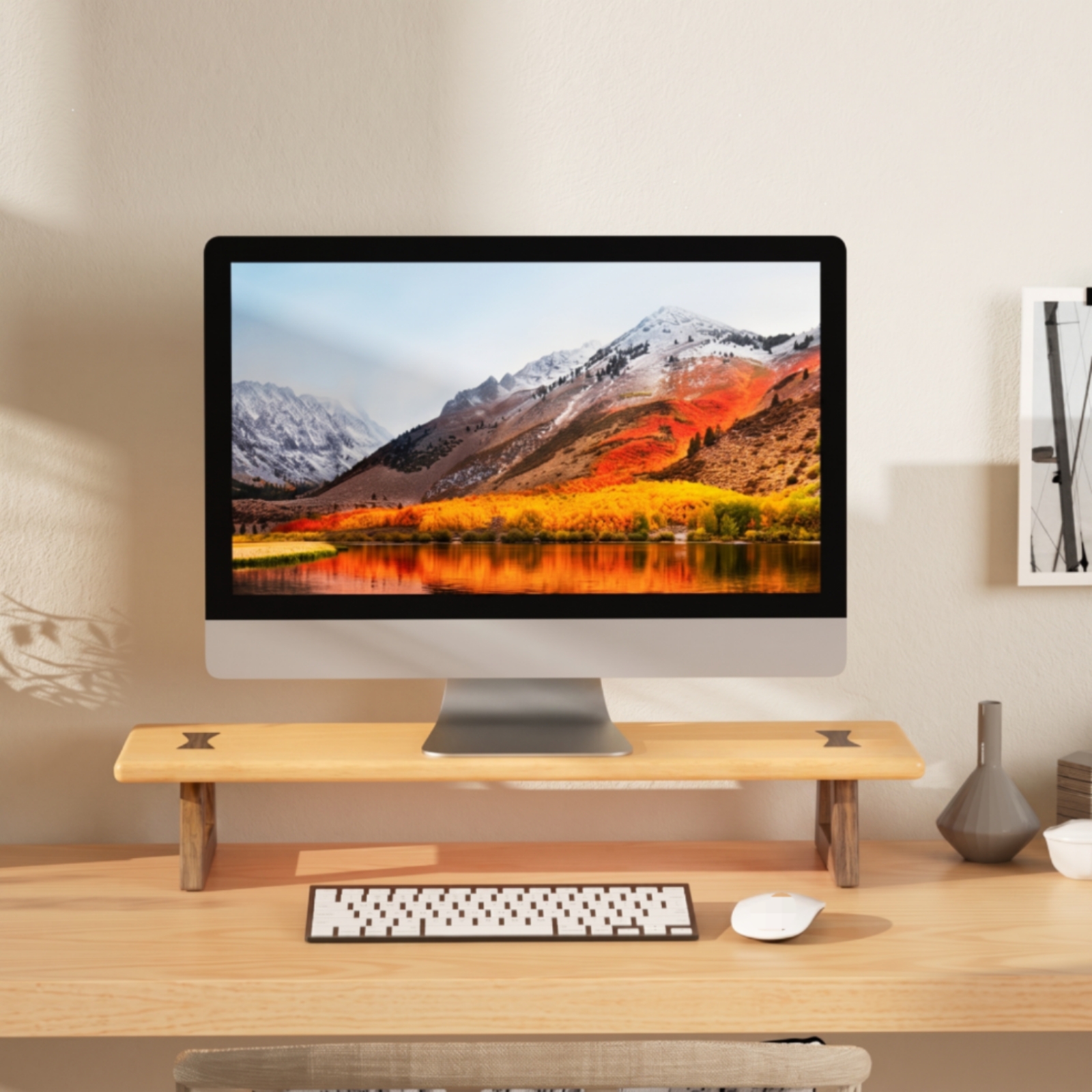 Monitor Riser Wood - Podstawka pod monitor z drewnianymi nogami,