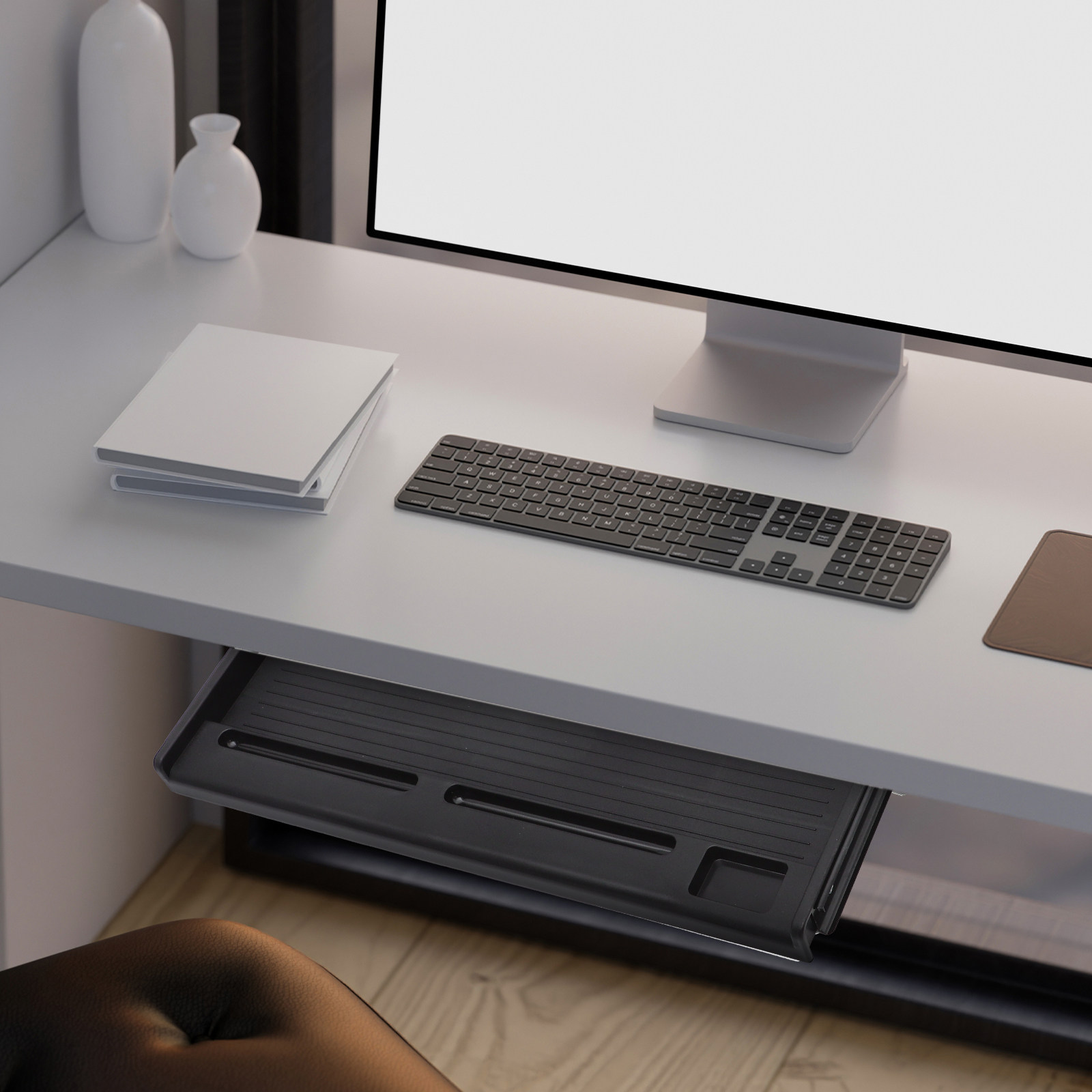 Desk Setup With Keyboard Tray - 1 zestaw wysuwanej półki na klawiaturę