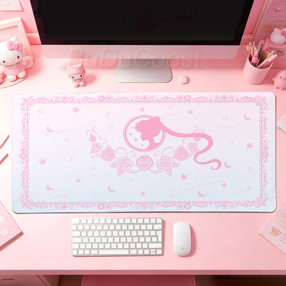 Desk Setup Accessories Aesthetic - Podkładka pod mysz Kawaii Anime Girls,