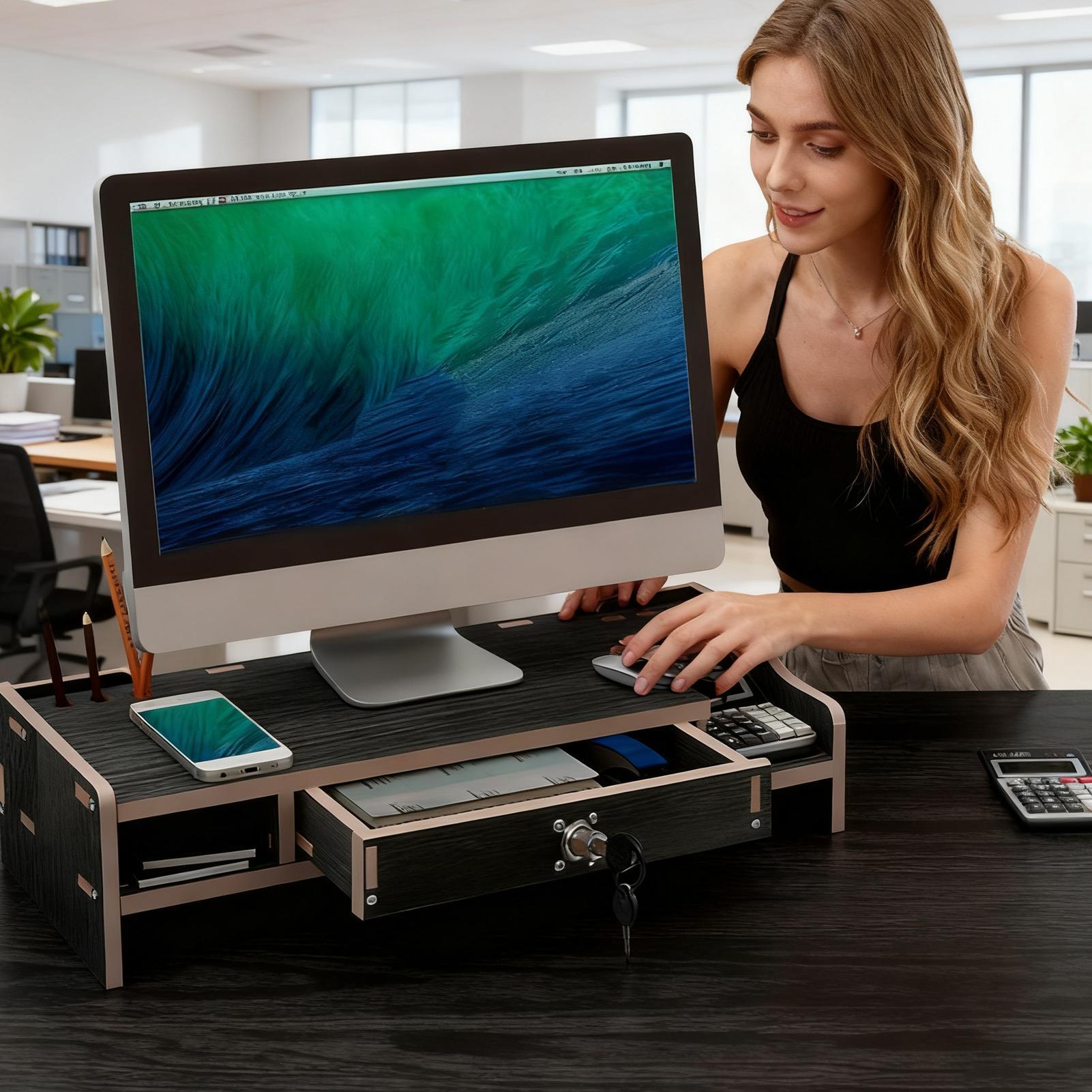 Stojak na monitor na biurko, d – Monitor Riser Wood recenzja i cena