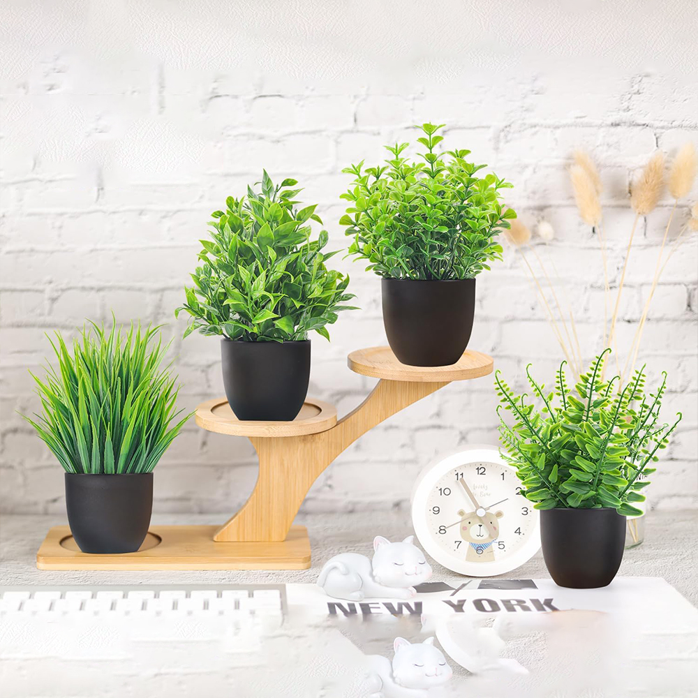 4 sztuki sztucznych roślin, ma – Desk Setup At Home recenzja i cena