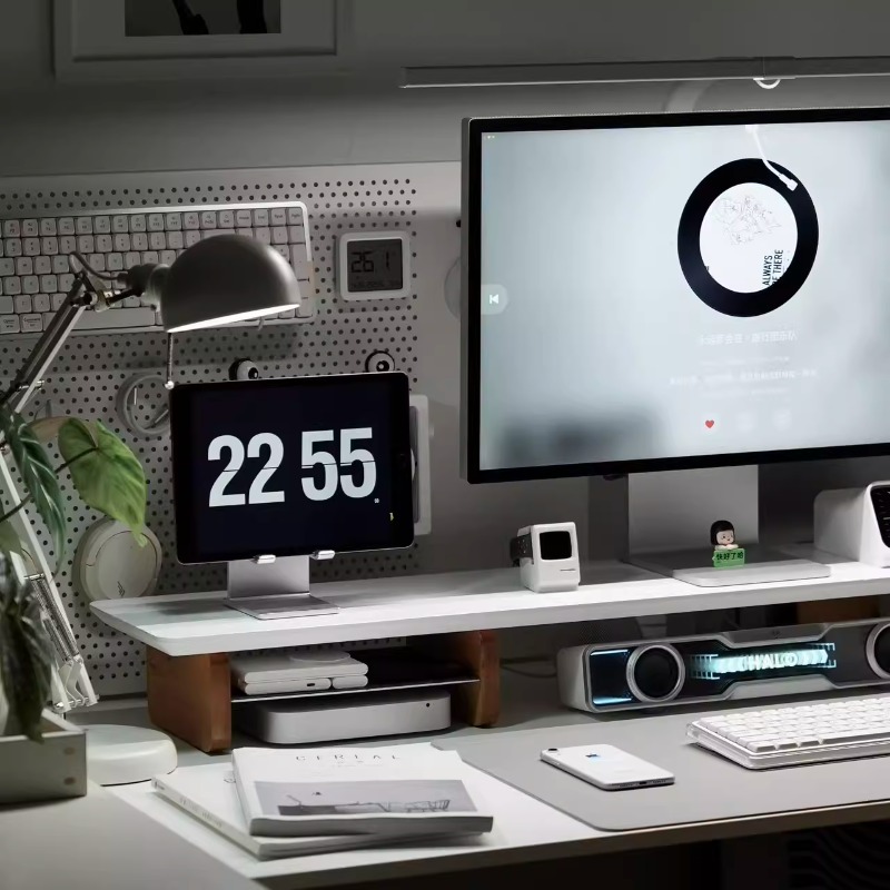 Nowoczesny podnośnik monitora  – Desk Setup With Laptop And Monitor recenzja i cena