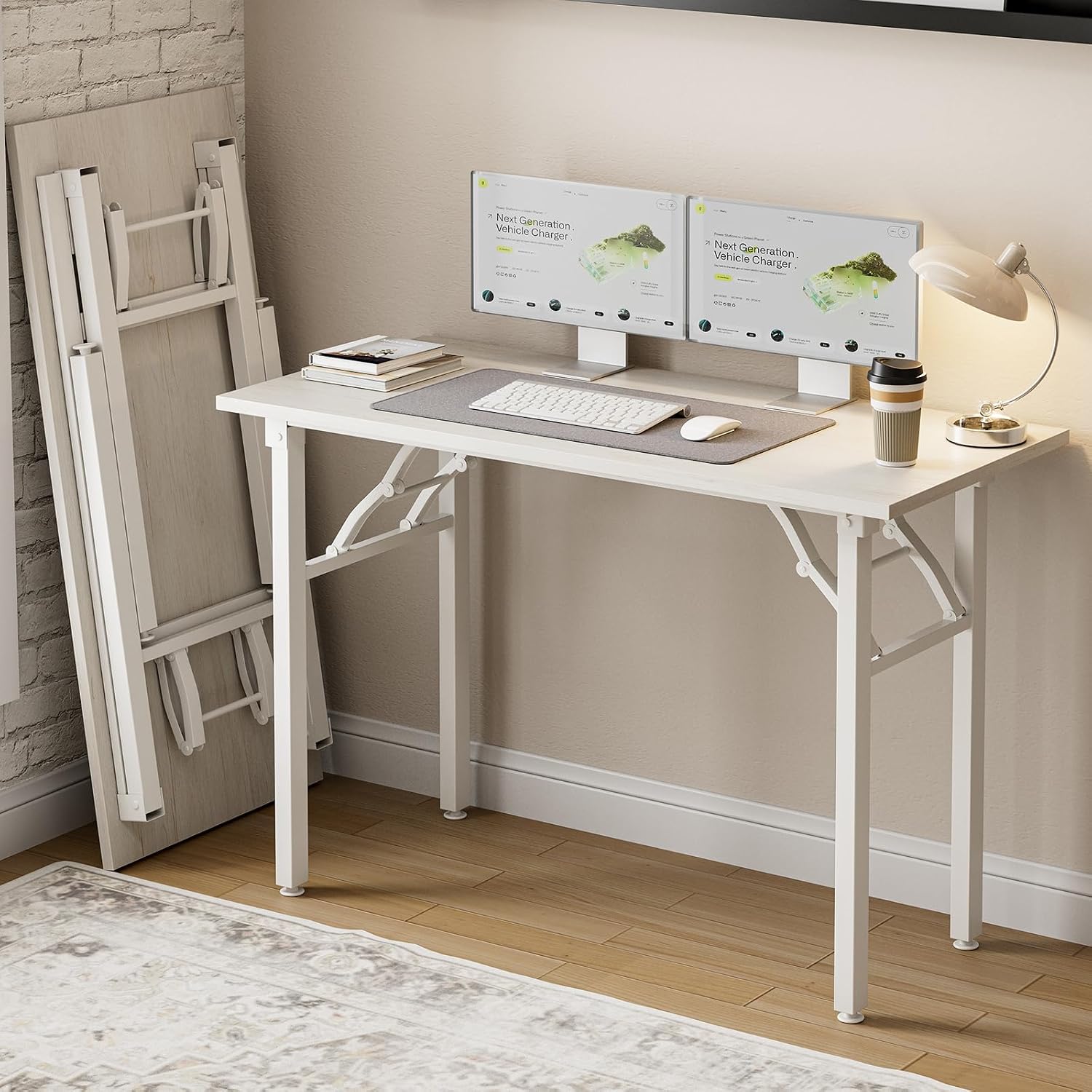 Małe składane biurko komputero – Desk Setup For 2 Laptops recenzja i cena