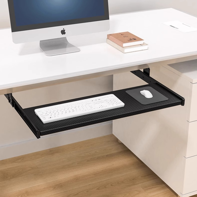 Drewniana półka na klawiaturę  – Desk Setup With Keyboard Tray recenzja i cena