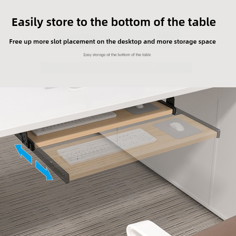 Drewniana półka na klawiaturę  – Desk Setup With Keyboard Tray recenzja i cena