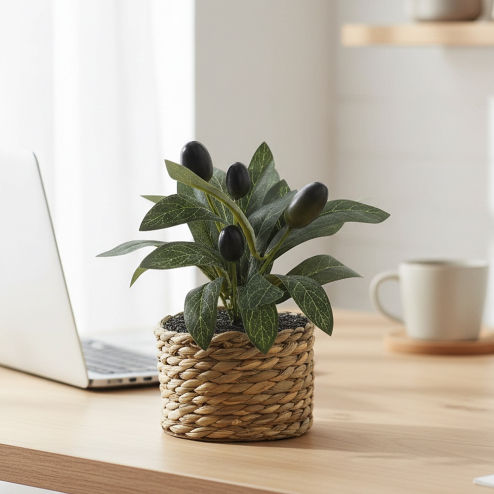 Sztuczne rośliny, oliwka kiesz – Desk Setup At Home recenzja i cena